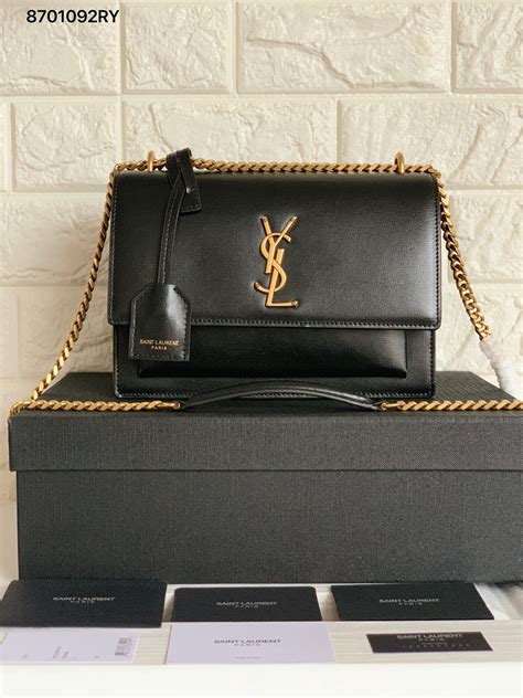 ysl black hardware bag - YSL black bag with chain.